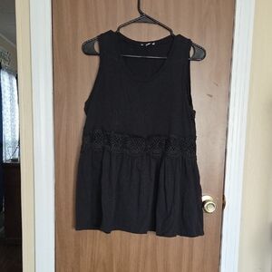 White Birch Black Crochet Accent Tank Top